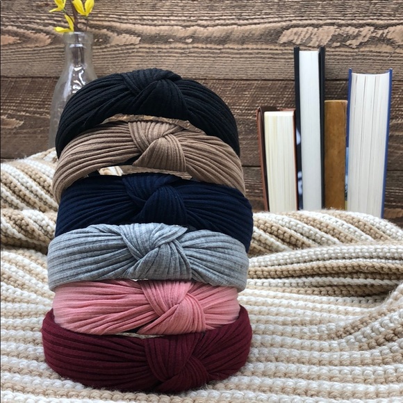 SOLD 5  RIBBED KNOT TOP HEADBANDS - Picture 3 of 3